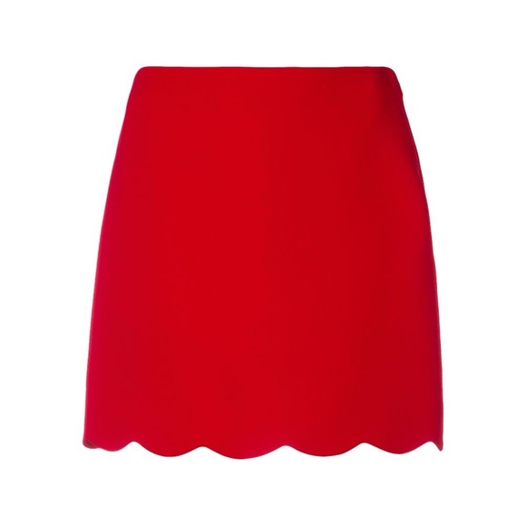 Miu Miu Scalloped Red Mini Skirt Size FR38 - Picture 2 of 5